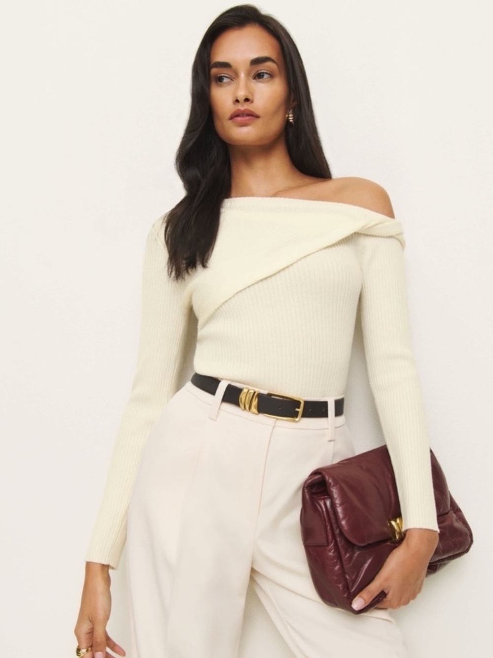 NWT Reformation Lilou Merino Wool Sweater Cream Medium